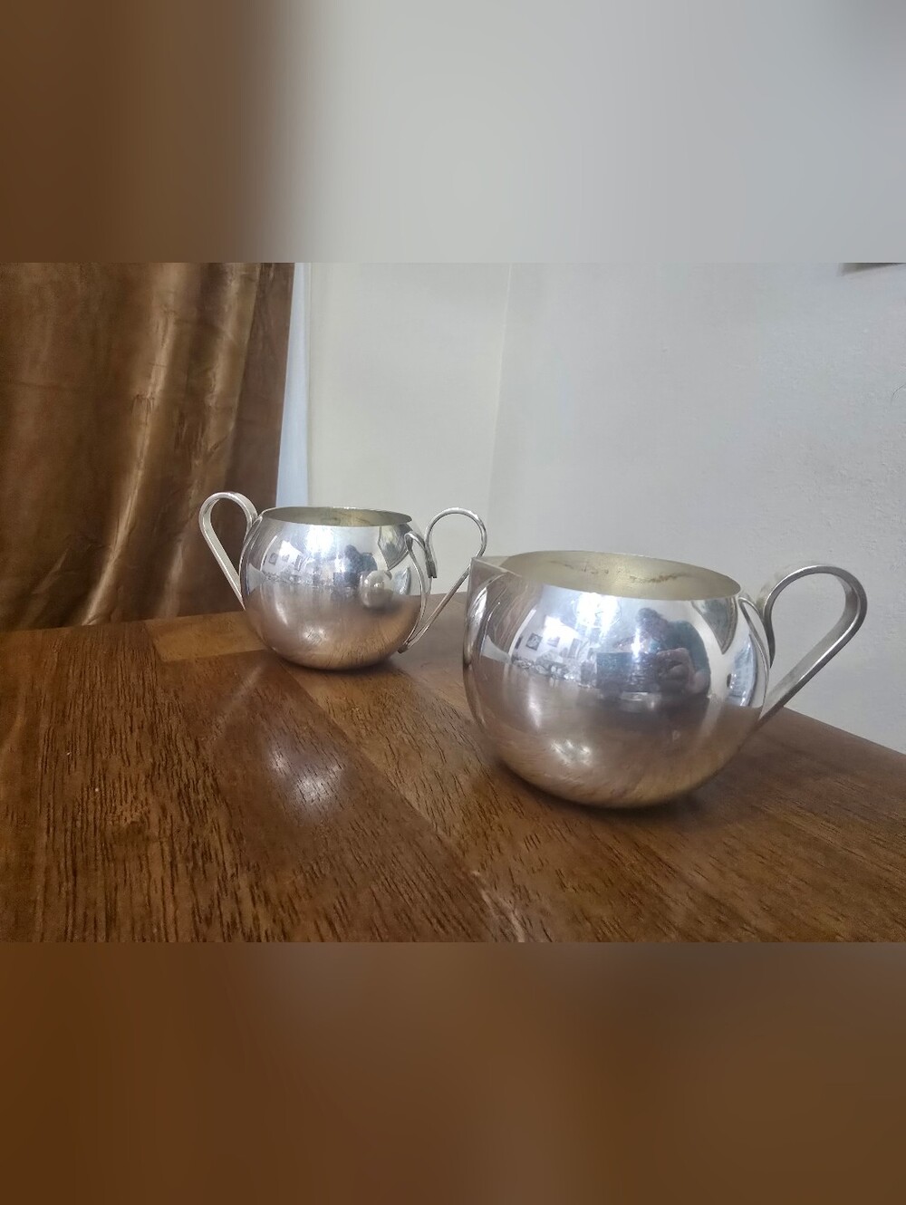 Antique National Silver Company Silver On Copper Sugar & Creamer Model H1086